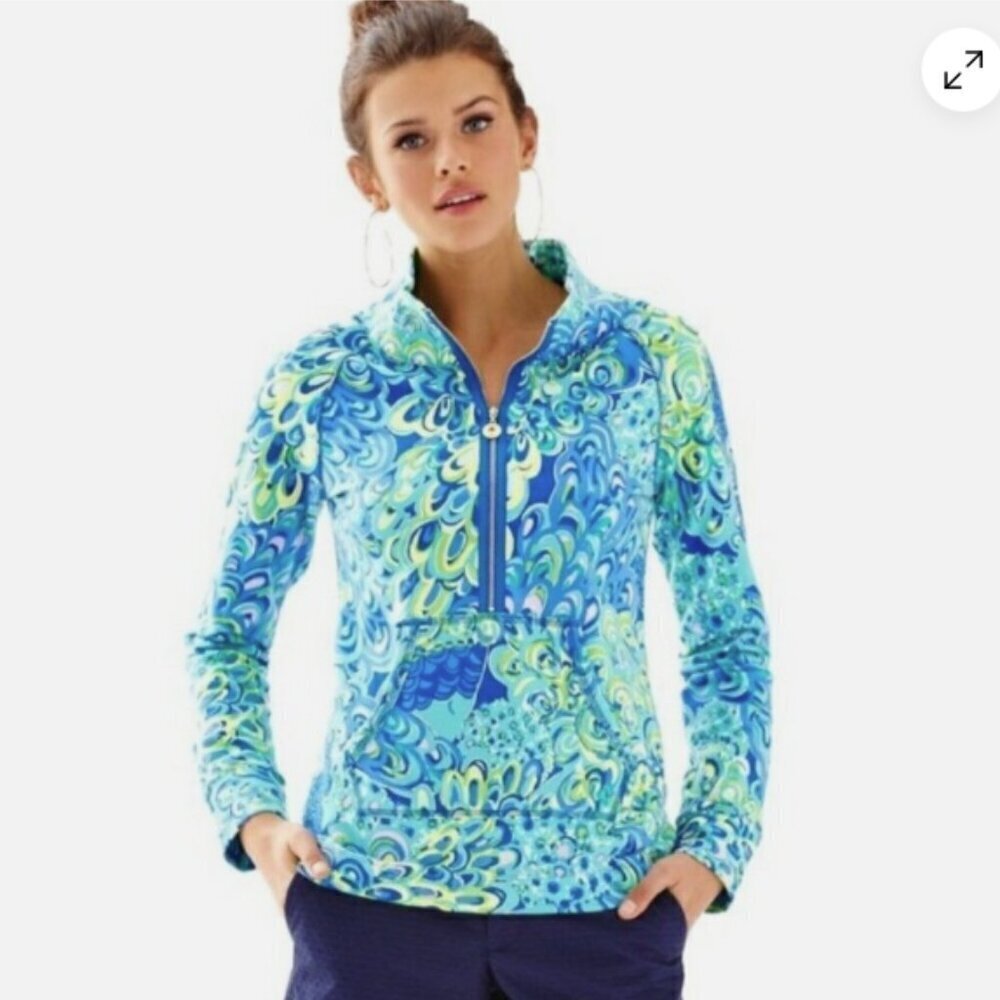 Lilly Pulitzer Skipper Popover in print Sea Blue Lilly's Lagoon size Medium